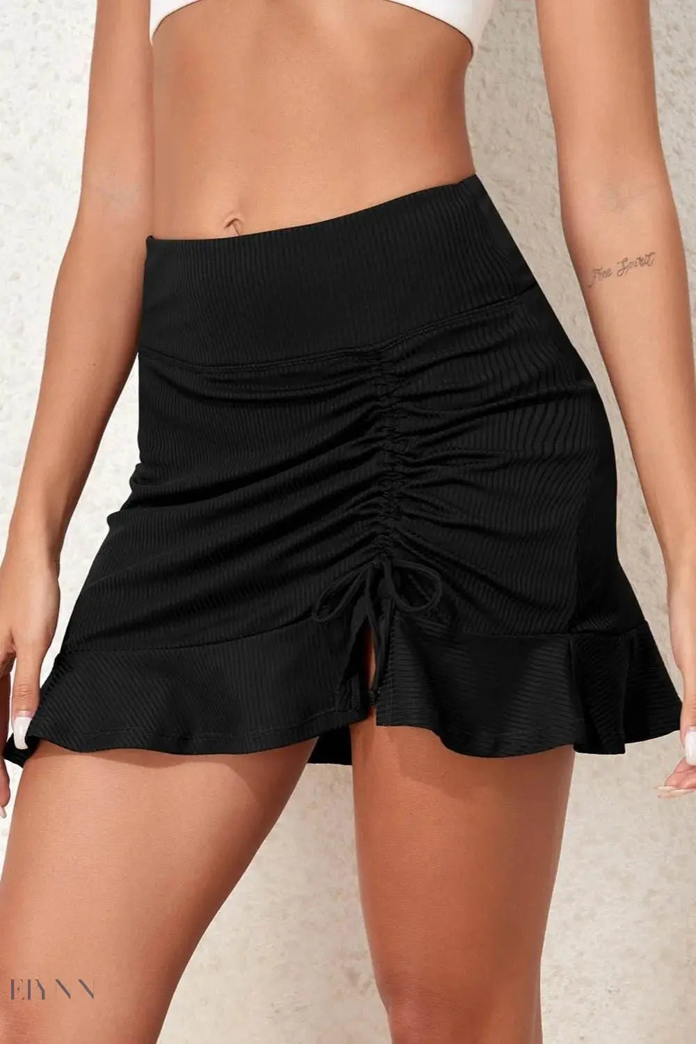 Ruched Elastic Waist Swim Skirt - EBYNN