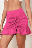 Ruched Elastic Waist Swim Skirt - EBYNN