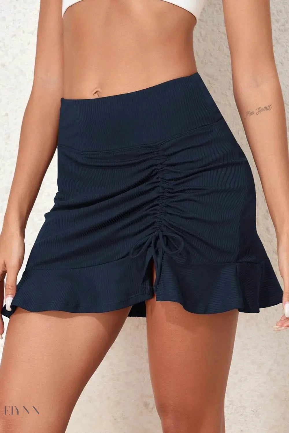 Ruched Elastic Waist Swim Skirt - EBYNN