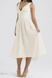 Ruched V-Neck Dress with Pockets - Sleeveless Elegance and Comfort - EBYNN
