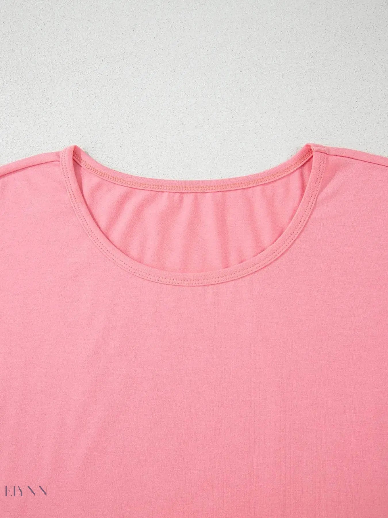 Ruffle Hem T-Shirt with Round Neck for Relaxed Fit - EBYNN