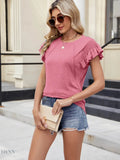 Ruffle Sleeve Knit T-Shirt for Effortless Everyday Style - EBYNN
