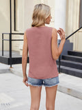 Ruffled V-Neck Sleeveless Top for Effortless Style and Comfort - EBYNN