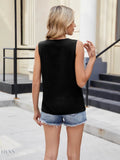 Ruffled V-Neck Sleeveless Top for Effortless Style and Comfort - EBYNN