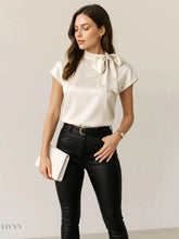 Satin Bow Tie Blouse for Elegant Styling - EBYNN