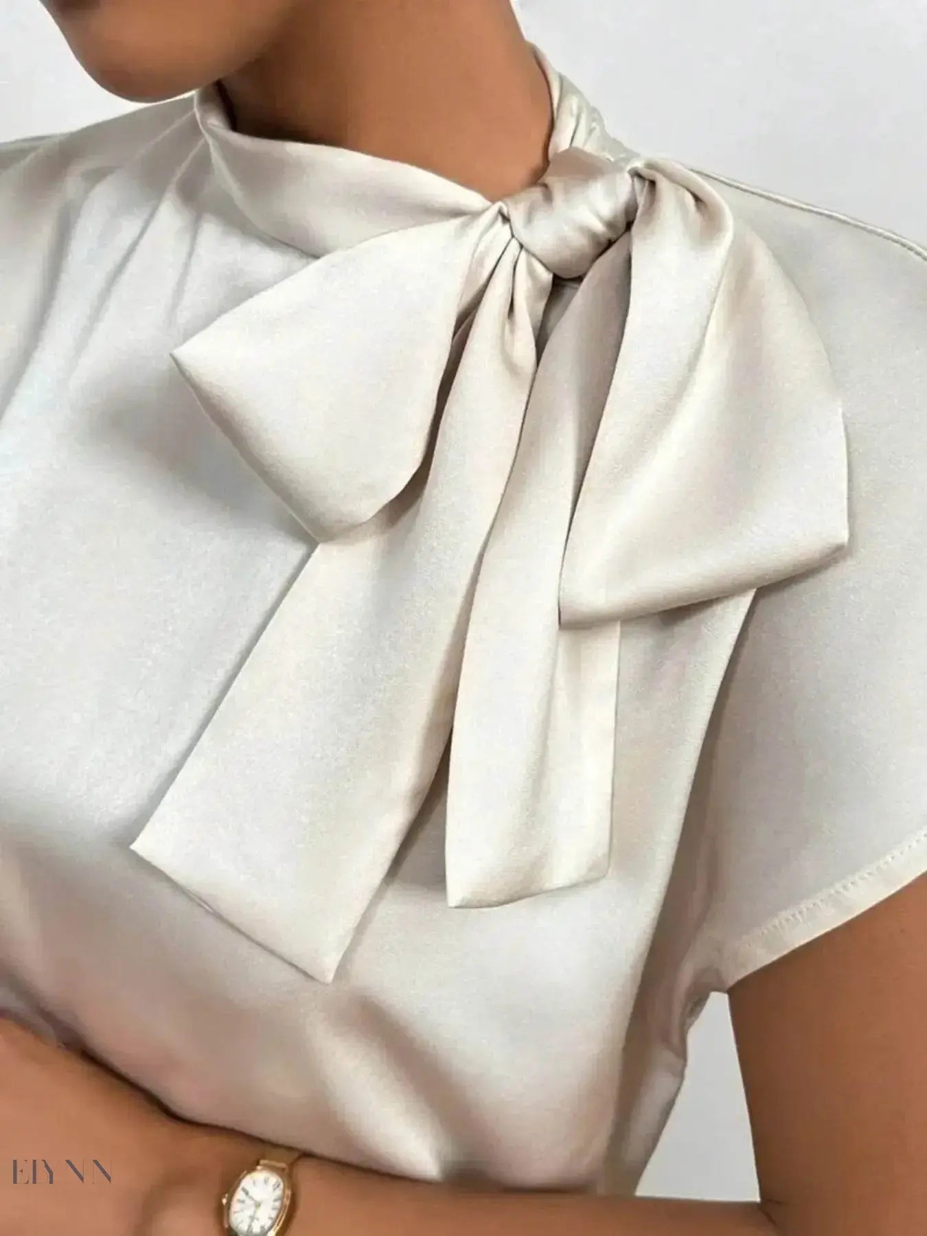 Satin Bow Tie Blouse for Elegant Styling - EBYNN