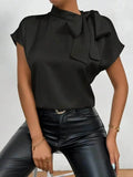 Satin Bow Tie Blouse for Elegant Styling - EBYNN