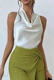 Satin Cowl Neck Sleeveless Blouse for Effortless Elegance - Perfect Satin Cowl Neck Blouse - EBYNN