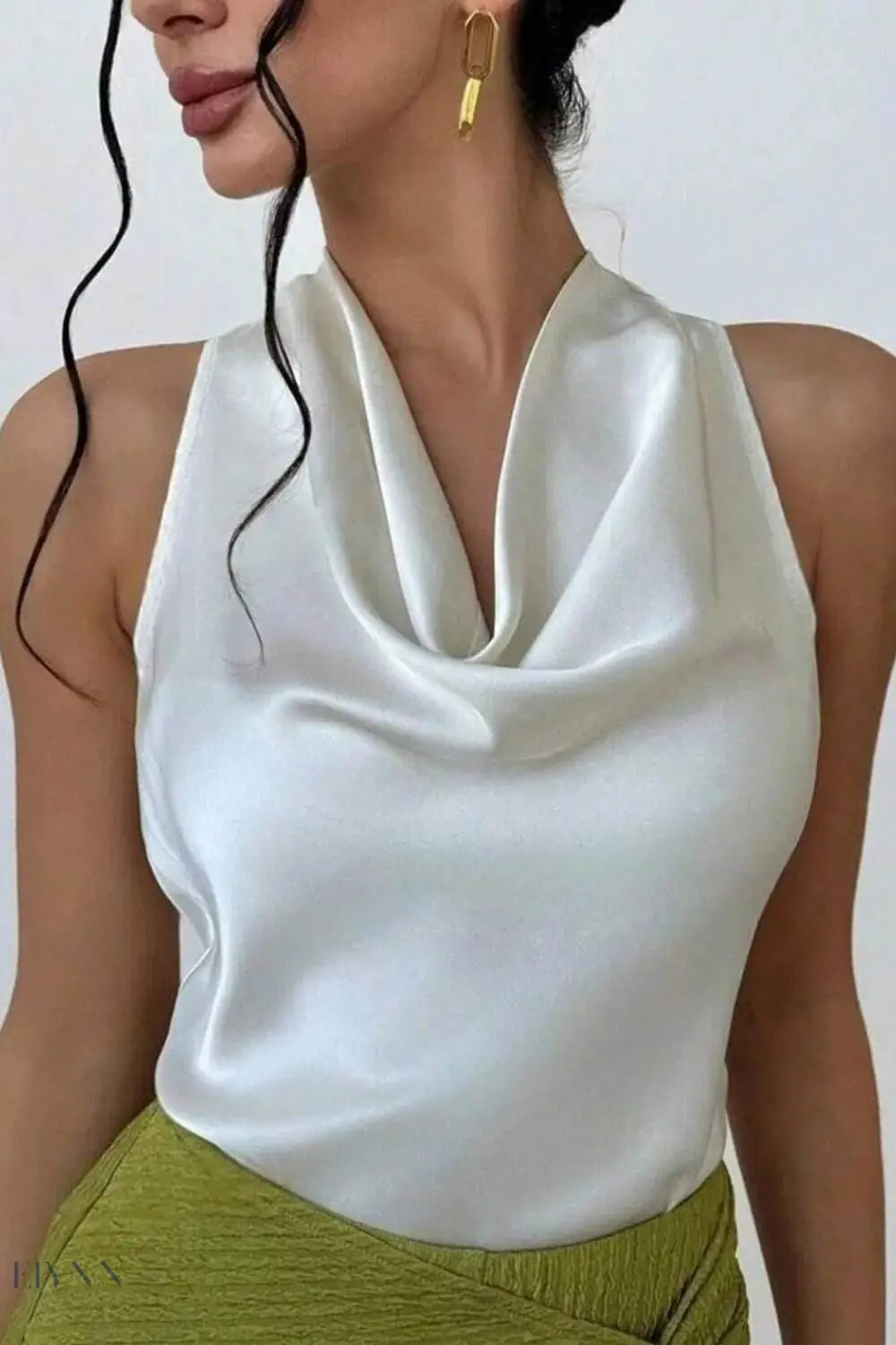 Satin Cowl Neck Sleeveless Blouse for Effortless Elegance - Perfect Satin Cowl Neck Blouse - EBYNN