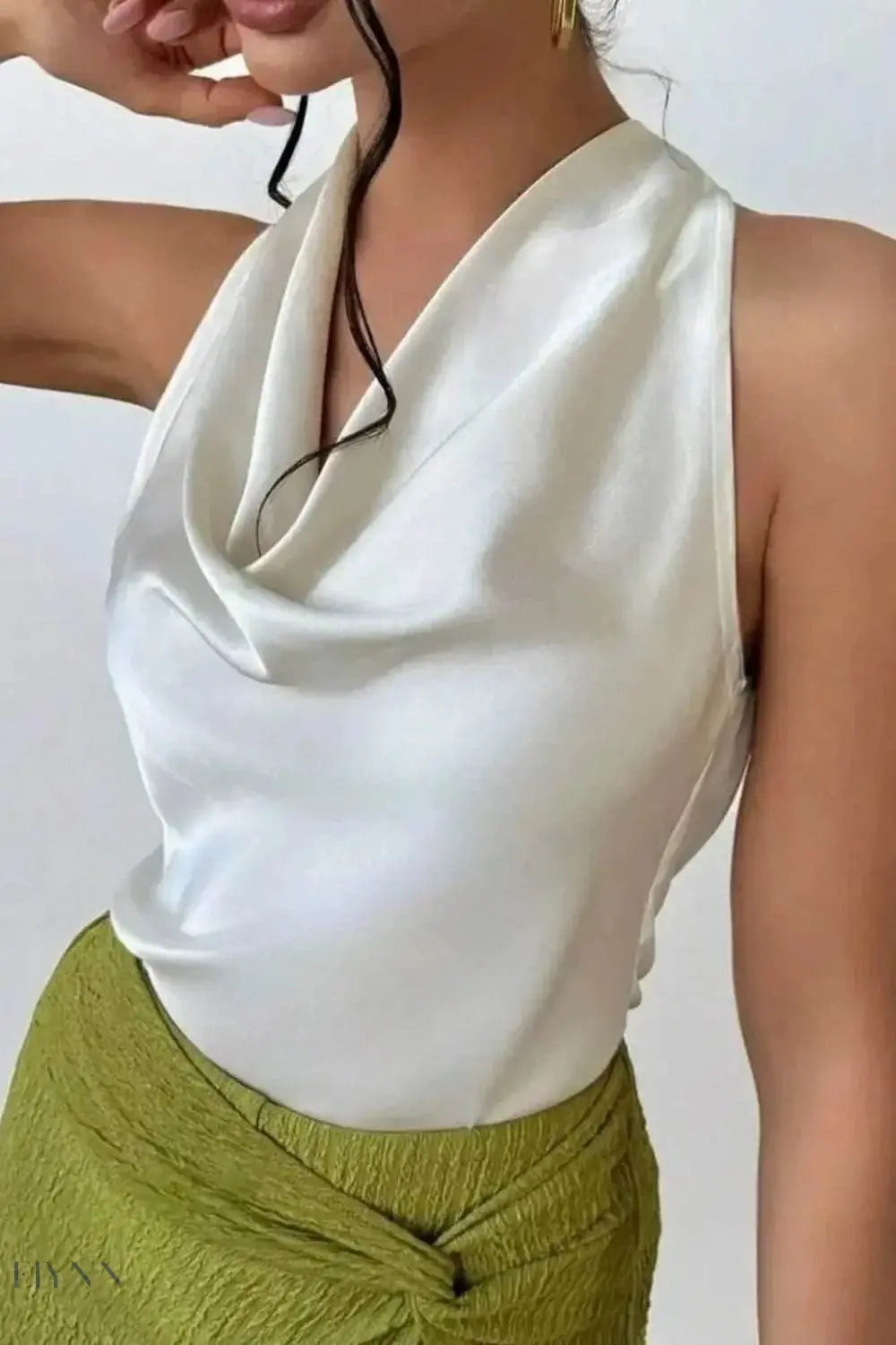 Satin Cowl Neck Sleeveless Blouse for Effortless Elegance - Perfect Satin Cowl Neck Blouse - EBYNN