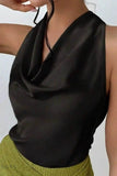 Satin Cowl Neck Sleeveless Blouse for Effortless Elegance - Perfect Satin Cowl Neck Blouse - EBYNN