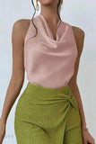 Satin Cowl Neck Sleeveless Blouse for Effortless Elegance - Perfect Satin Cowl Neck Blouse - EBYNN