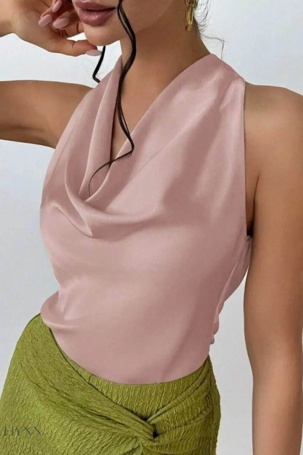 Satin Cowl Neck Sleeveless Blouse for Effortless Elegance - Perfect Satin Cowl Neck Blouse - EBYNN