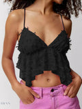 Sheer Lace Cami Top with Delicate Trim for Elegant Layering - EBYNN
