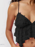 Sheer Lace Cami Top with Delicate Trim for Elegant Layering - EBYNN