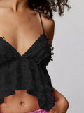 Sheer Lace Cami Top with Delicate Trim for Elegant Layering - EBYNN