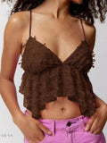 Sheer Lace Cami Top with Delicate Trim for Elegant Layering - EBYNN
