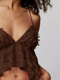 Sheer Lace Cami Top with Delicate Trim for Elegant Layering - EBYNN