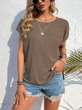 Side Slit T-Shirt with Round Neck Design - EBYNN