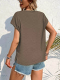 Side Slit T-Shirt with Round Neck Design - EBYNN