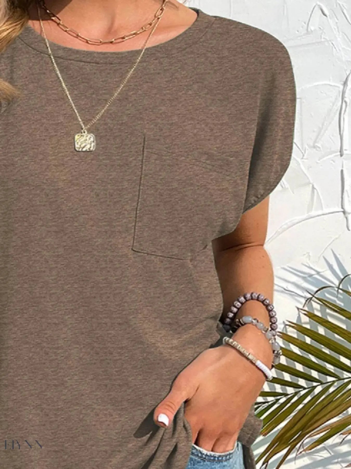 Side Slit T-Shirt with Round Neck Design - EBYNN