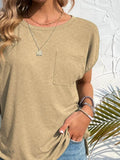 Side Slit T-Shirt with Round Neck Design - EBYNN