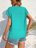 Side Slit T-Shirt with Round Neck Design - EBYNN