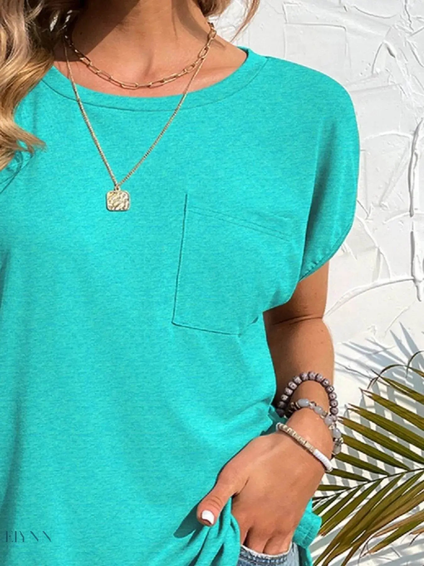 Side Slit T-Shirt with Round Neck Design - EBYNN