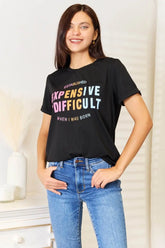 Simply Love Graphic T-Shirt - Casual Elegance with Cuffed Sleeves for Effortless Style - EBYNN