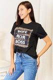 Wife Mom Boss T-Shirt - Trendy Leopard Graphic Apparel for Stylish Women - EBYNN