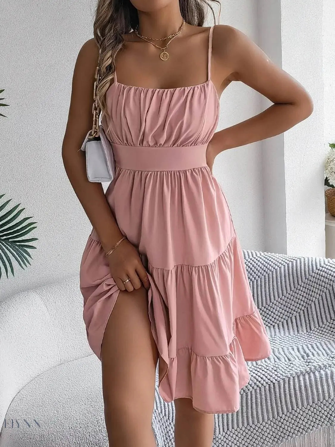 Smocked Back Tiered Cami Dress for Effortless Summer Style - EBYNN