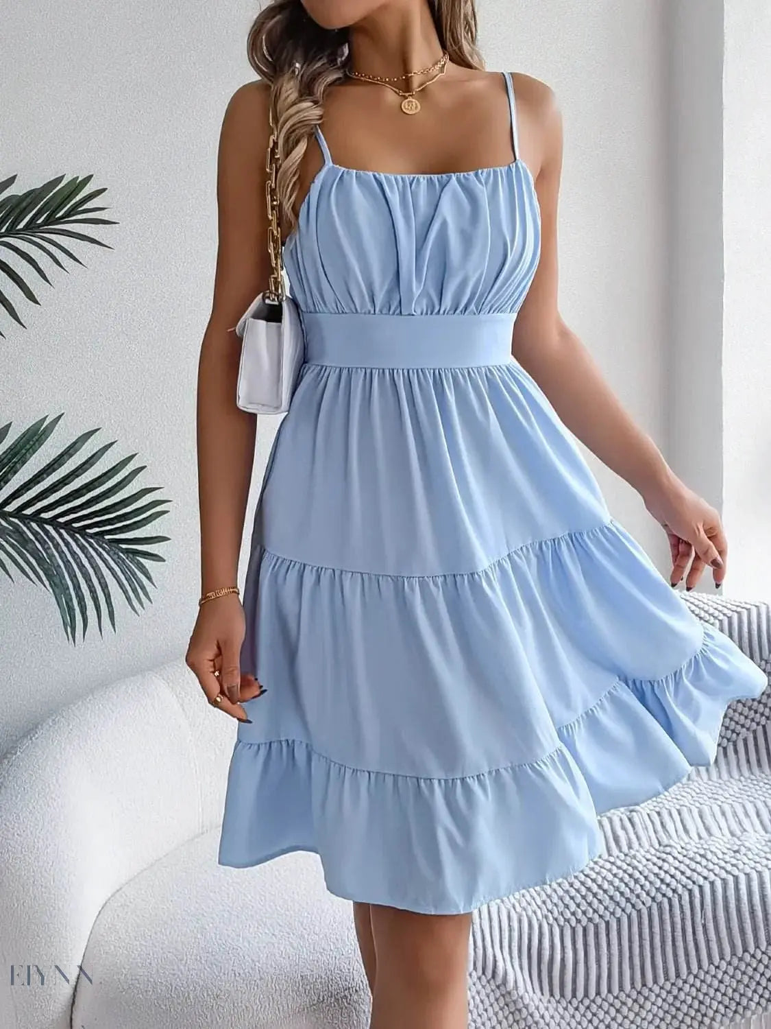 Smocked Back Tiered Cami Dress for Effortless Summer Style - EBYNN