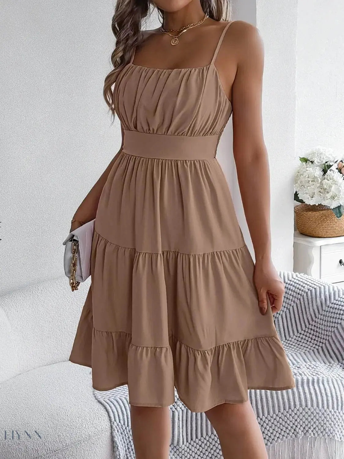 Smocked Back Tiered Cami Dress for Effortless Summer Style - EBYNN