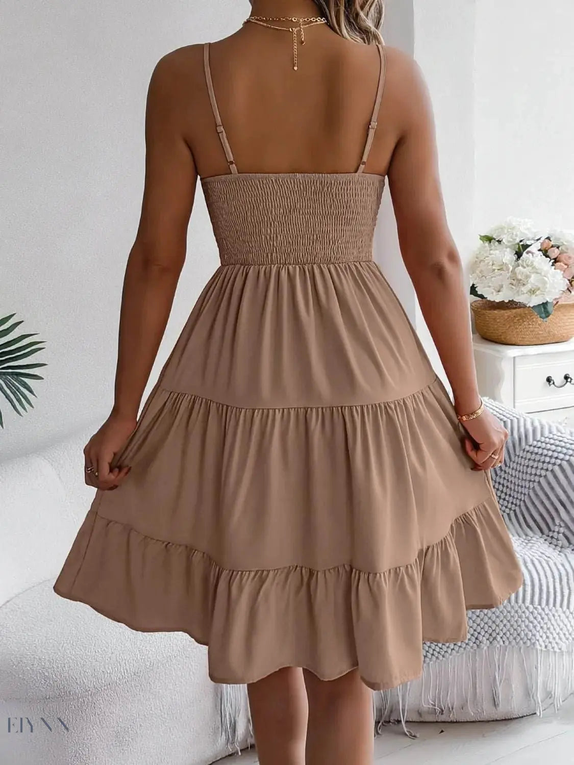 Smocked Back Tiered Cami Dress for Effortless Summer Style - EBYNN