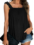 Ruffled Tank Top: Effortless Style and Comfort with a Square Neck Design - EBYNN