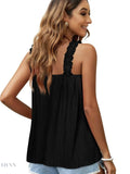 Ruffled Tank Top: Effortless Style and Comfort with a Square Neck Design - EBYNN