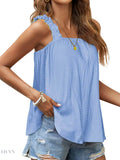 Ruffled Tank Top: Effortless Style and Comfort with a Square Neck Design - EBYNN