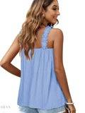 Ruffled Tank Top: Effortless Style and Comfort with a Square Neck Design - EBYNN