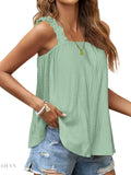 Ruffled Tank Top: Effortless Style and Comfort with a Square Neck Design - EBYNN