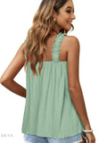 Ruffled Tank Top: Effortless Style and Comfort with a Square Neck Design - EBYNN