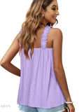 Ruffled Tank Top: Effortless Style and Comfort with a Square Neck Design - EBYNN