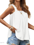 Ruffled Tank Top: Effortless Style and Comfort with a Square Neck Design - EBYNN