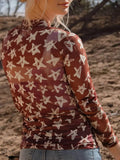 Star Print Long Sleeve Top for Stylish Comfort - EBYNN