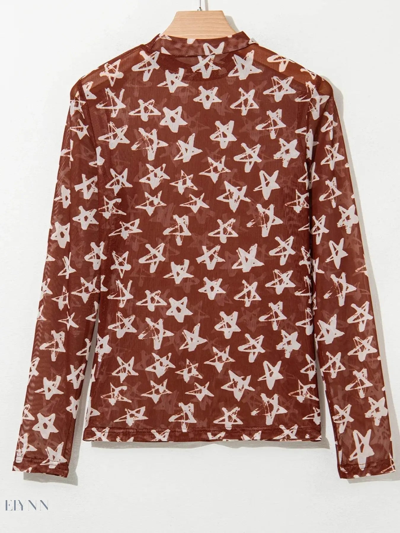 Star Print Long Sleeve Top for Stylish Comfort - EBYNN