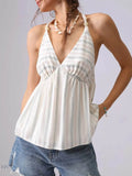 Striped Halter Neck Cami with Braided Detail for Stylish Summer Looks - EBYNN