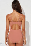 Tied Cutout Plunge One-Piece Swimsuit - EBYNN