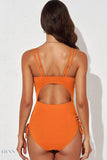 Tied Cutout Plunge One-Piece Swimsuit - EBYNN