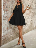 Tied Front Pleated Sleeveless Mini Dress - EBYNN