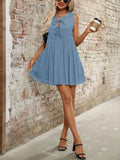 Tied Front Pleated Sleeveless Mini Dress - EBYNN