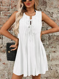 Tied Front Pleated Sleeveless Mini Dress - EBYNN